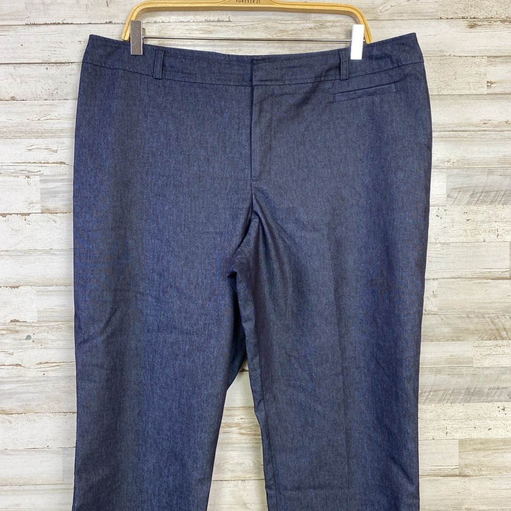 Merona Pants  Women 16 Navy Blue Chambray High Rise Ankle Fit Career Casual - Picture 3 of 9